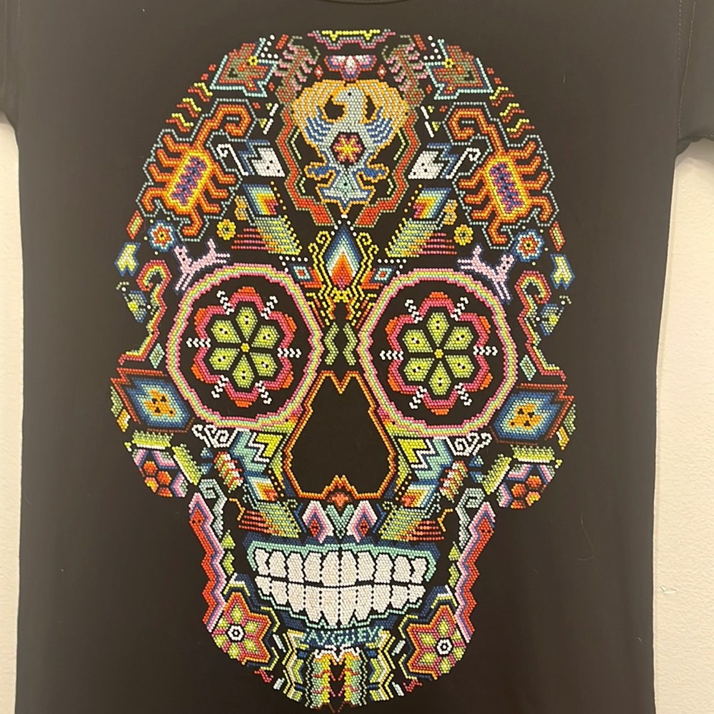 Iay Giiey Printed Bead Skull Shirt